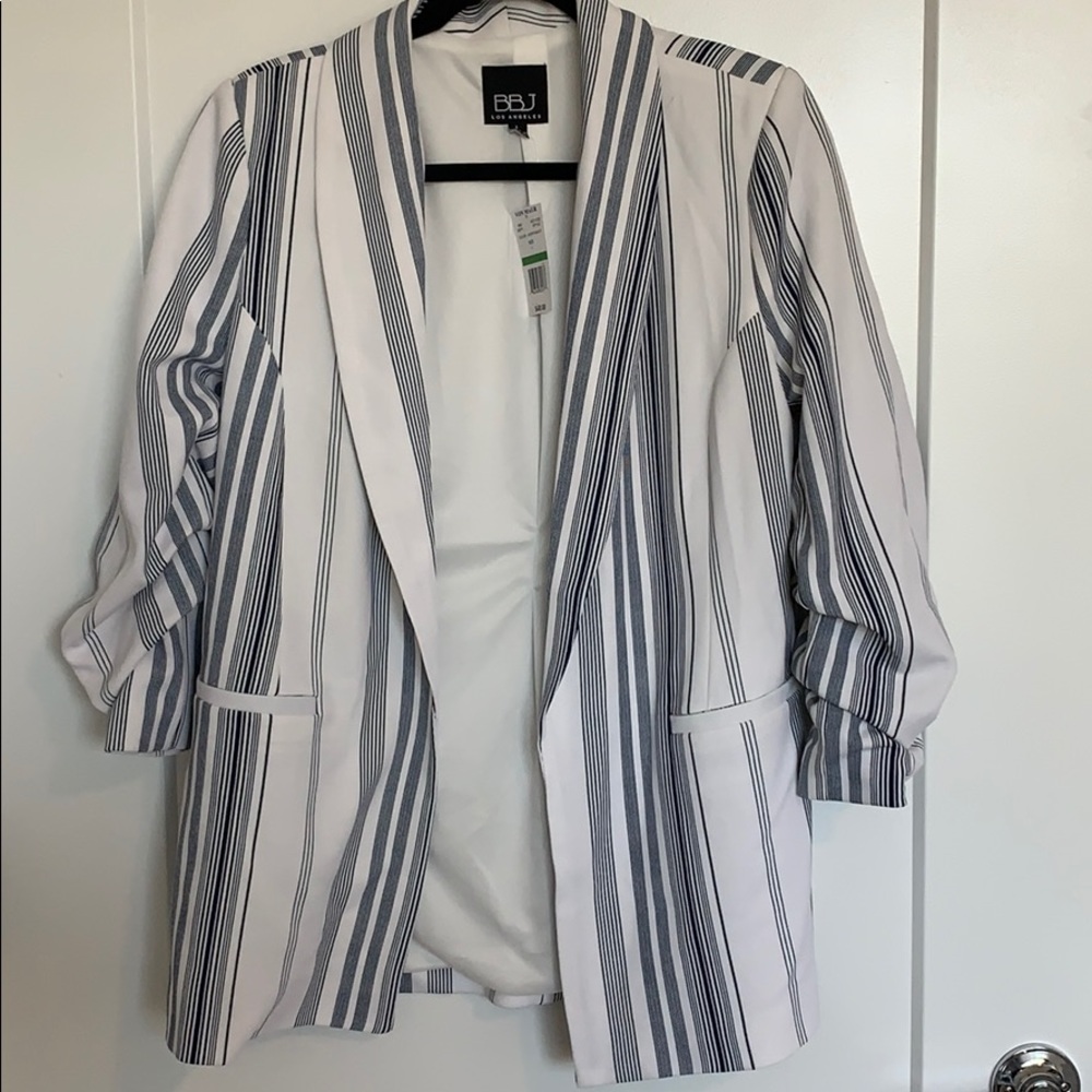 Boom Boom Jeans Stripe Flyaway Ruched Jacket NWT
